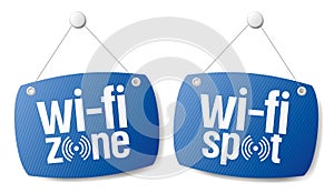 Wi-fi internet signal signs. photo