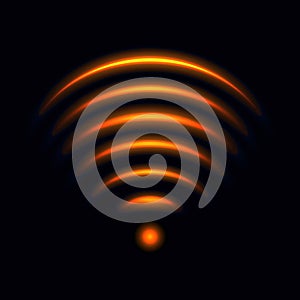 Wi-Fi light effect, orange glowing signal sensor waves internet wireless connection