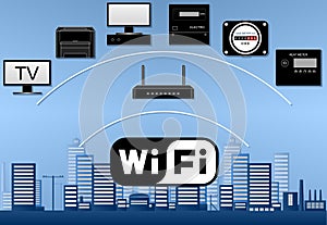 Wi-Fi network diagram with devices