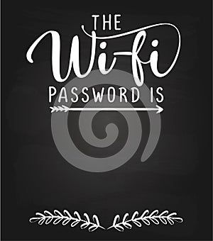 The Wi-fi password is: - black chalkboard with free space for WIFI login