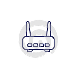 wi-fi router, adsl modem line icon, vector