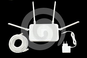 Wi-Fi router kit on black background