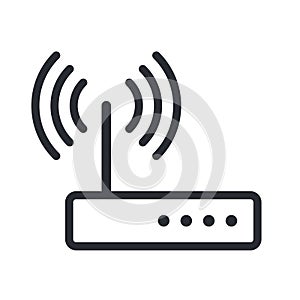 Wi-fi router outline icon in flat design style, vector illustration