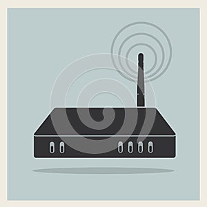 Wi-Fi Router on Retro Background Vector