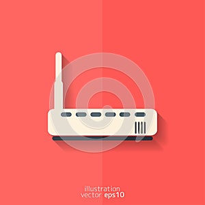 Wi fi router web icon. Flat design.