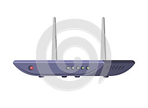 Wi fi router wireless internet connection access indicators and two antennas isometric icon vector