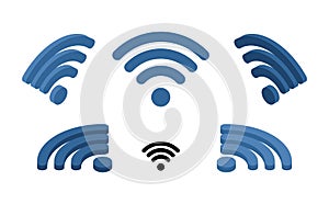 Wi fi sign isometric. Logo for wireless network. Transmission of