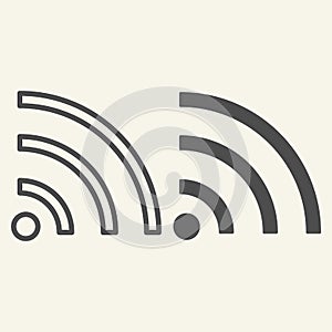 Wi-fi signal line and glyph icon. Internet vector illustration isolated on white. Wireless network outline style design