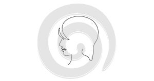 WI-FI signal and woman face one line art animation,Free zone wireless online concept outline.4k self-drawing