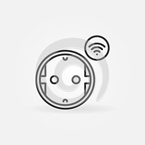 Wi-Fi smart socket vector outline icon or logo