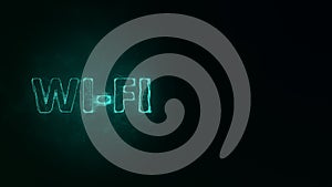 Wi-Fi title with plexus effect. Connected lines with dots. Lines title plexus