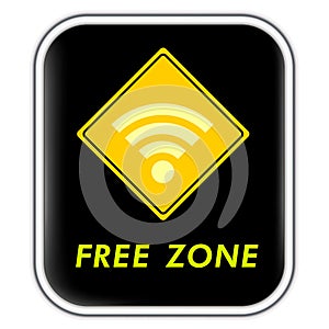 Wi-Fi, WiFi Free zone sign. Wifi symbol. The original free zone.