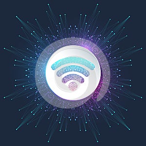 Wi-Fi wireless connection concept. Wireless Wi-Fi icon sign for remote internet access. Wi-Fi wireless network signal