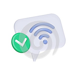 Wi-Fi Wireless connection Network Symbol isolated white background, 3d render illustration. Sharing network on internet