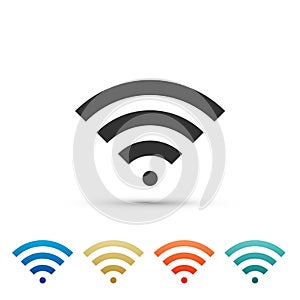 Wi-Fi wireless internet network symbol icon isolated on white background. Set elements in colored icons. Flat design