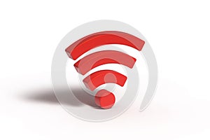 Wi-Fi Wireless Network Red Symbol, 3d rendering isolated on white background with shadow