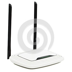 WI-FI wireless router with working luminous indicators, wireless data technology, isolated on white background