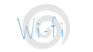 Wi-Fi word written on glass, wireless access point, online shopping service