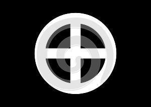 A sun cross, solar cross, or wheel cross is a solar symbol consisting of an equilateral cross inside a circle. The logo design photo