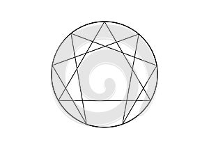 Enneagram icon, sacred geometry, vector illustration isolated on white background