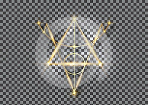 Bright Gold Sigil of Protection. Magical Amulets of light. Can be used as tattoo, logos and prints. Golden Wiccan occult symbol photo