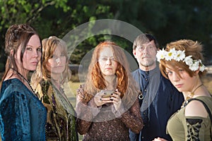 Wicca People with Incense Bowl
