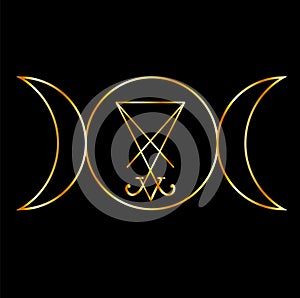 Wiccan symbol with sigil of Lucifer