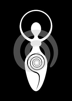 Wiccan Woman Logo, spiral goddess of fertility, Pagan Symbols, cycle of life, death and rebirth. Wicca mother earth symbol