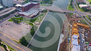 Wichita, Downtown, Kansas, Arkansas River, Drone View