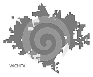 Wichita Kansas city map grey illustration silhouette shape