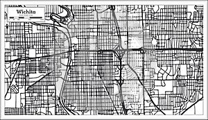 Wichita Kansas USA City Map in Retro Style. Outline Map.