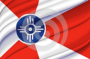Wichita Kansas waving flag illustration.
