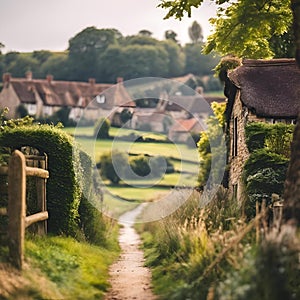 wicked country walk between the village's houses and trees