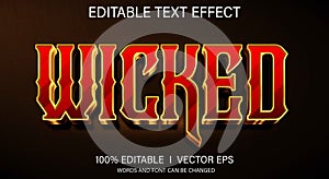 wicked 3d vector text effect with modern style design