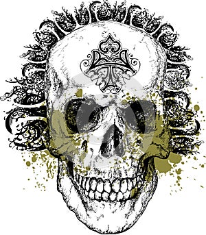 Wicked tribal punk skull illustration