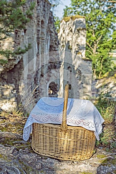 Wicker basket, Blatnica castle ruins, Slovakia