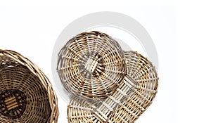 Wicker basket and bottoms for baskets isolated on whote background