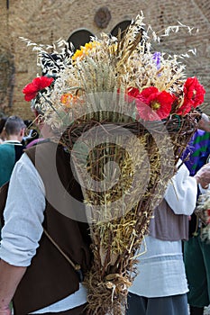 Wicker Basket Carried over the Shoulder of Countryman