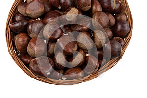Wicker basket with chestnuts