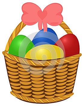 Wicker basket with colored Easter Eggs