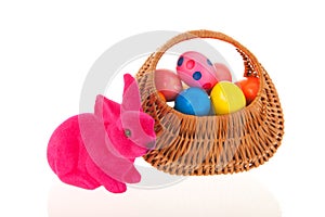 Wicker basket easter eggs