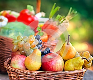 Wicker basket with fruits