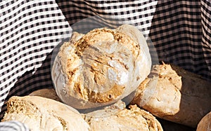 Wicker basket full of breads