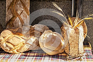 Wicker basket full of breads