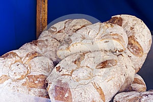 Wicker basket full of breads