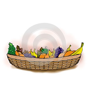 Wicker basket full of fruits