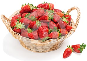 Wicker basket full of strawberres