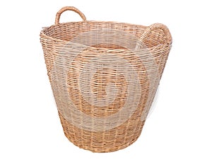 Wicker basket isolated on white background.