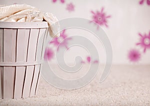 The wicker basket in room