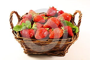 Wicker basket with strawberry